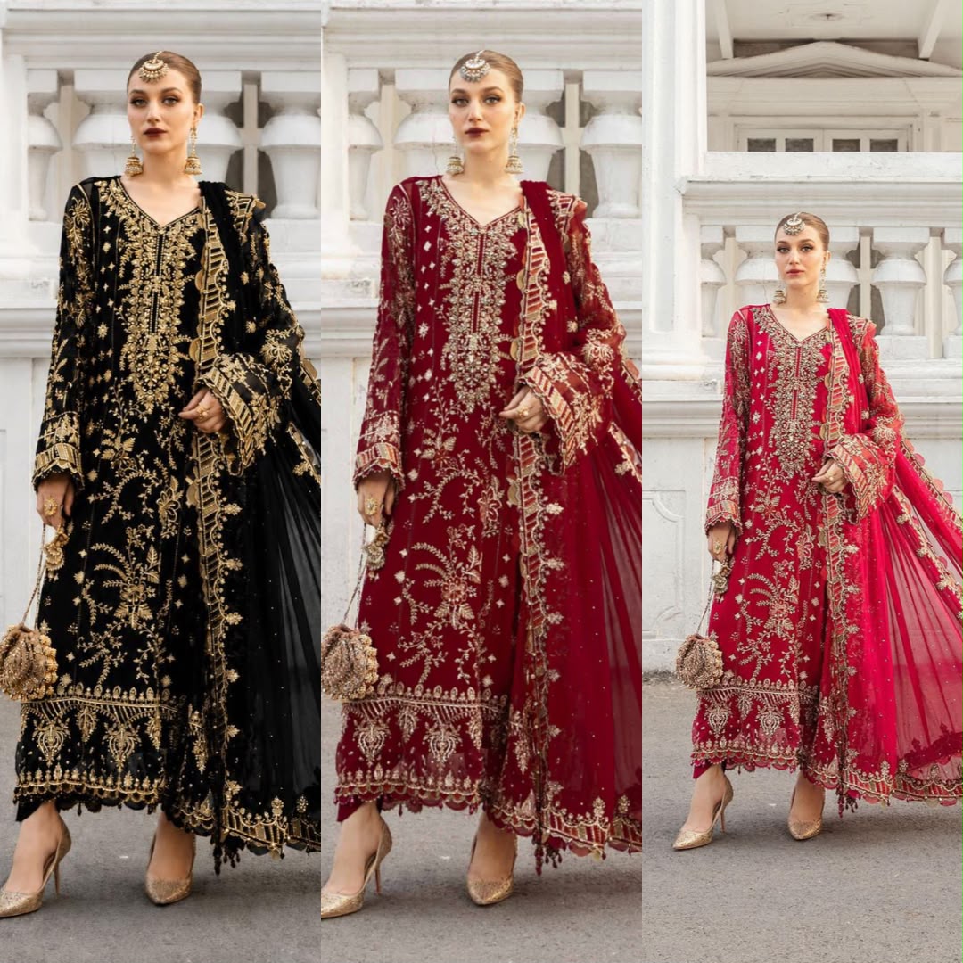 Marai.B Heavy Embroidered Chiffon 3 Piece Suit | Premium | MBC-1098