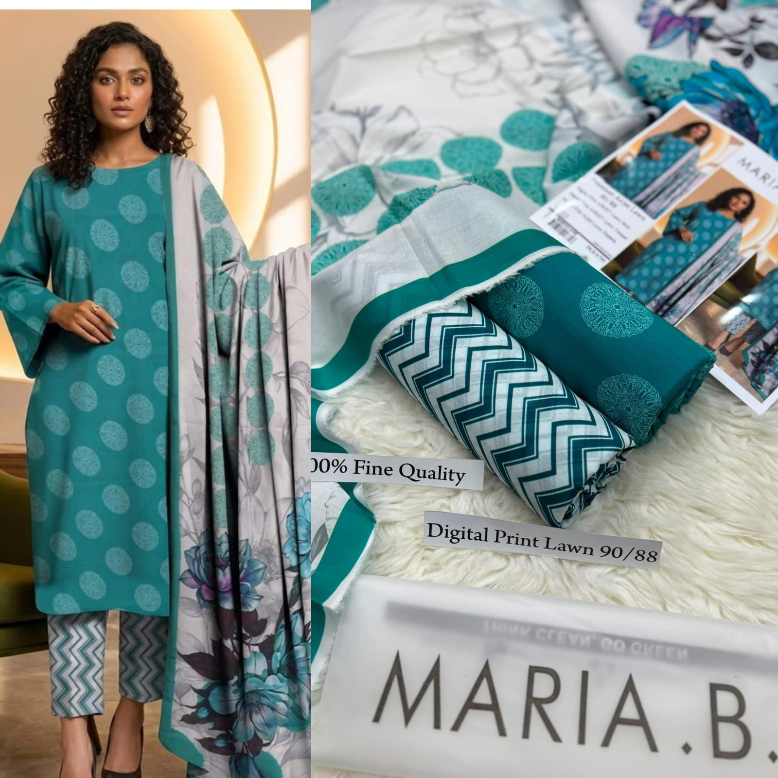 MARIA B PREMIUM DIGITAL PRINT AIRJET LAWN 90/88 VOLUME