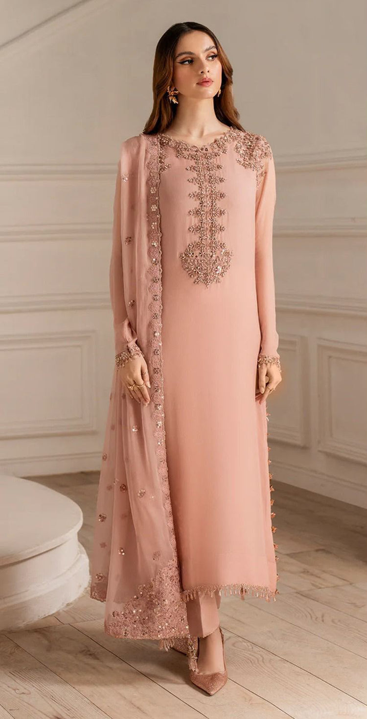 Iznik Embroidered Chiffon & Malai Unstitched Suit