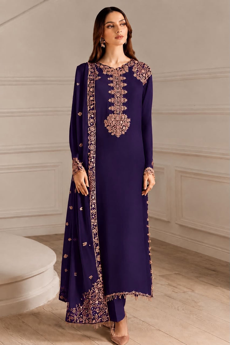 Iznik Embroidered Chiffon & Malai Unstitched Suit